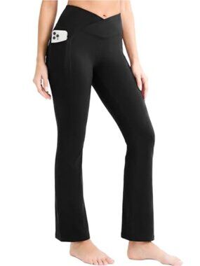 Women's 29" Flare Leggings Bootcut Yoga Pants Pockets High Rise Pull On